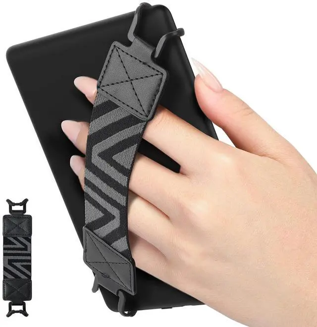 Main image of Security Hand-Strap for 6-8" Kindle eReaders Fire Tablet, Kindle/Kobo/Voyaga/Lenovo/Sony E-Book Tablet, High-Elasticity Versatile Hand Strap Lightweight Finger Grip Holder, Black