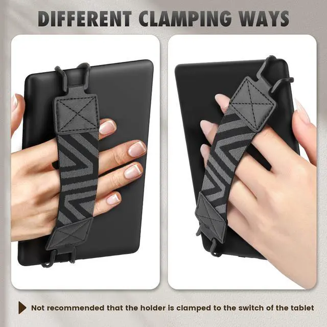 Alt view image 6 of 7 - Security Hand-Strap for 6-8" Kindle eReaders Fire Tablet, Kindle/Kobo/Voyaga/Lenovo/Sony E-Book Tablet, High-Elasticity Versatile Hand Strap Lightweight Finger Grip Holder, Black