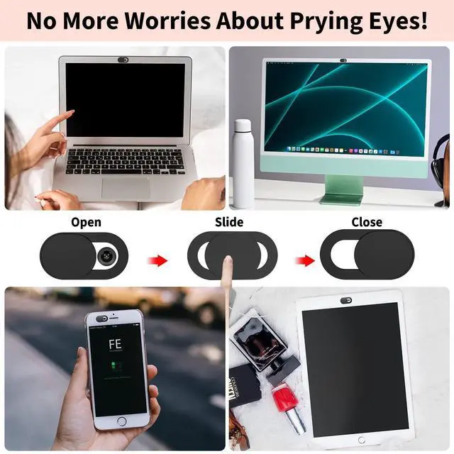 Alt view image 6 of 6 - Webcam Cover (3 Pack), 0.03 inch Ultra Thin Laptop Camera Cover Slide for iPhone iPad MacBook Pro Computer iMac Cell Phone PC Accessories Camera Blocker Slider, Great for Privacy - Black