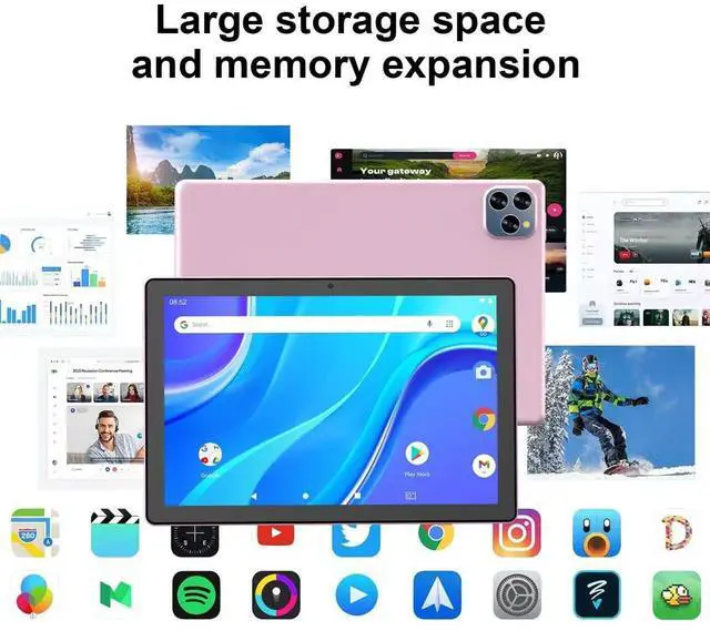 Alt view image 3 of 7 - Android 16 Tablet 10 Inch, 12(3+9) GB RAM+64GB ROM, 2 in 1 Tablets with Keyboard Case Mouse Stylus, 2.0GHz Five-core Processor, 1280 * 800 IPS HD Screen, 5G WiFi6 BT 5.3 Tableta PC(Pink)