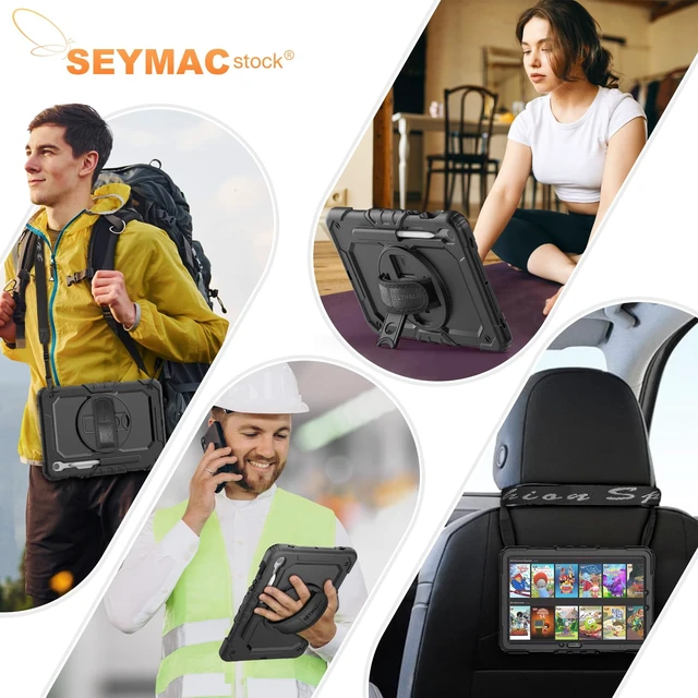 Alt view image 5 of 7 - Case for Samsung Galaxy Tab S10 Lite / S10 FE / S9 FE 5G / S9 Tablet Case 10.9''/ 11'' Protective with Screen Protector, Pen Holder, 360 Rotate Stand, Hand Strap, Shoulder Strap, Black1