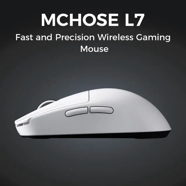 Alt view image 2 of 6 - L7 Pro Wireless Gaming Mouse, PAW3395 26K Sensor, Wireless/Wired Dual 8K Polling, 39g Ultra-Light Weight, 2.4GHz RF/BT/Wired Tri-Mode Connection (Pro-PAW3395 26K Sensor, White)
