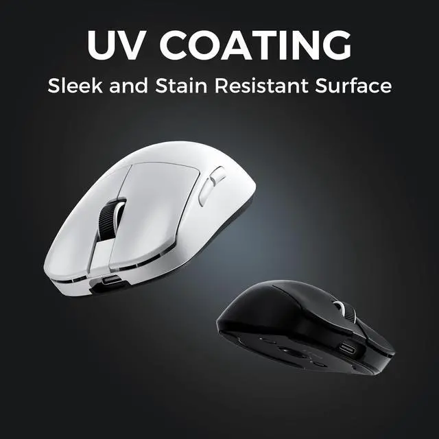 Alt view image 6 of 6 - L7 Pro Wireless Gaming Mouse, PAW3395 26K Sensor, Wireless/Wired Dual 8K Polling, 39g Ultra-Light Weight, 2.4GHz RF/BT/Wired Tri-Mode Connection (Pro-PAW3395 26K Sensor, White)