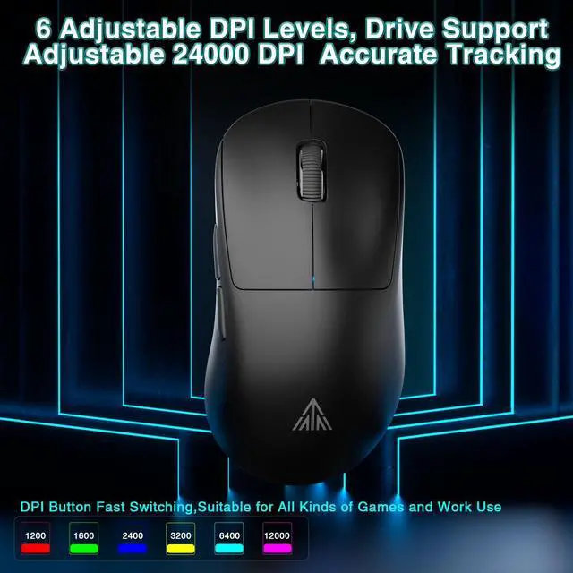 Alt view image 4 of 7 - SOLAKAKA SM850 Gaming Mouse Wireless, 24000 DPI, 55g Lightweight Mouse Gaming, 6 Programmable Buttons, Ergonomic Computer Mouse, Tri-Mode BT5.1/2.4G/USB-C 250h Battery Life PC Gamer Mice for Laptop