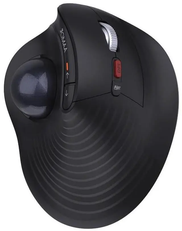 Main image of Wireless Vertical Trackball Mouse - Ergonomic Design, 3-Device Switching, 2.4G/Bluetooth 5.0, Rechargeable Type-C, Adjustable DPI, Compatible with Windows/macOS/iOS/Android (Black)