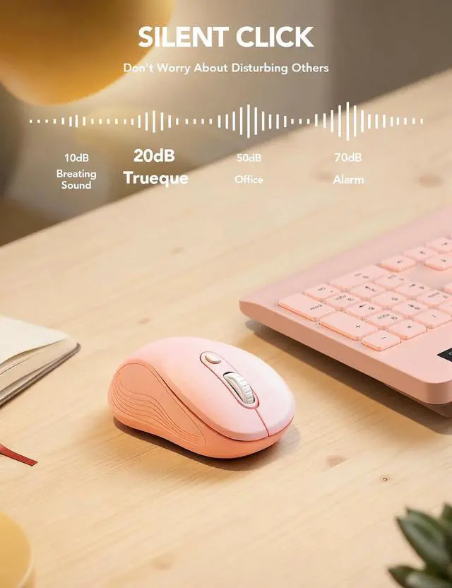 Alt view image 2 of 7 - Wireless Mouse for Laptop, 2.4GHz Ergonomic Computer Mouse with Back & Forward Buttons, 3 Adjustable DPI Levels, 6 Buttons, Optical USB Cordless Mice for Windows MacBook PC, M01 (Baby Pink)
