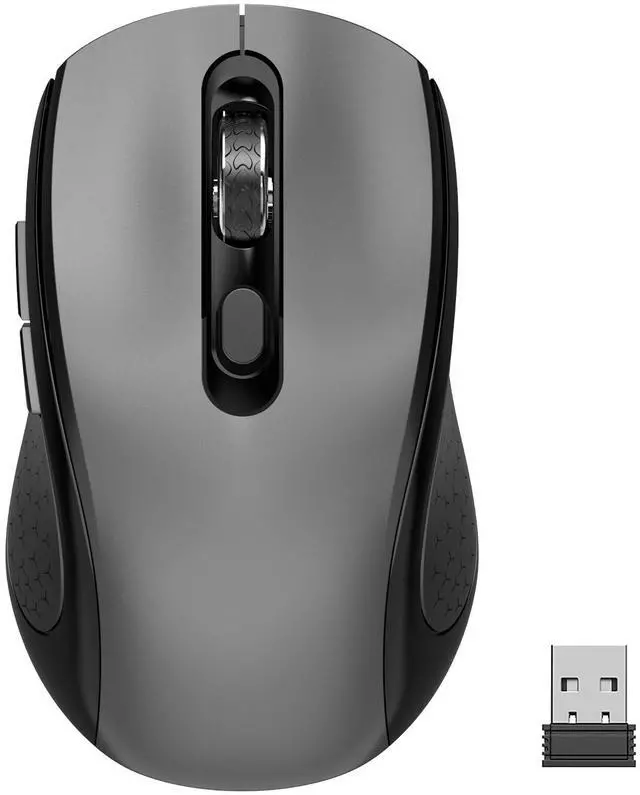 Main image of Wireless Mouse with Side Buttons, 2400 DPI, Anti Slip Scroll Wheel, Suitable for Laptops, PCs, Chromebook, Mac, MacBook, Mouse With USB Nano Receiver, 6-Button Wireless Computer Mouse - Gray