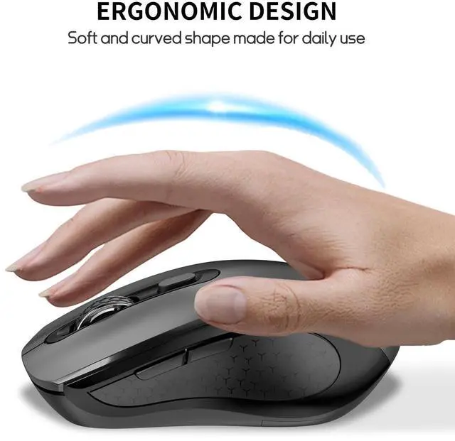 Alt view image 5 of 7 - Wireless Mouse with Side Buttons, 2400 DPI, Anti Slip Scroll Wheel, Suitable for Laptops, PCs, Chromebook, Mac, MacBook, Mouse With USB Nano Receiver, 6-Button Wireless Computer Mouse - Gray