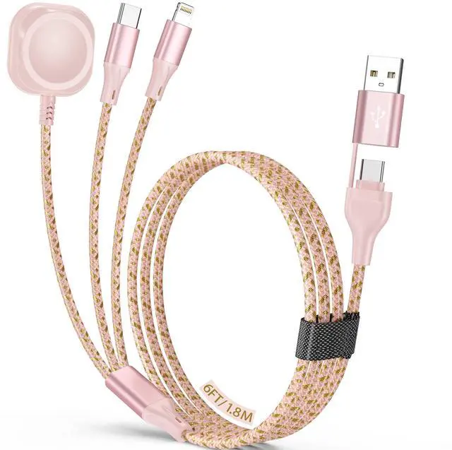 Main image of 3 in 2 Multi Charging Cable,for Apple Watch Charger iPhone Watch Charger,6FT USB A/Type C/Lightning Cable for iWatch Ultra/SE/10-2,iPhone 16-5s,iPad,Android Phones