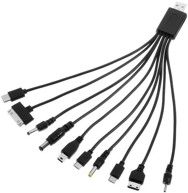 Main image of QfwdfcTrenz 10 in 1 USB Cables, Universal USB to Multi Plug Cell Phone Charger, Universal Multiple Charging Cord Charging Cable with 10 Ports for Cell Phones Speaker MP3 MP4