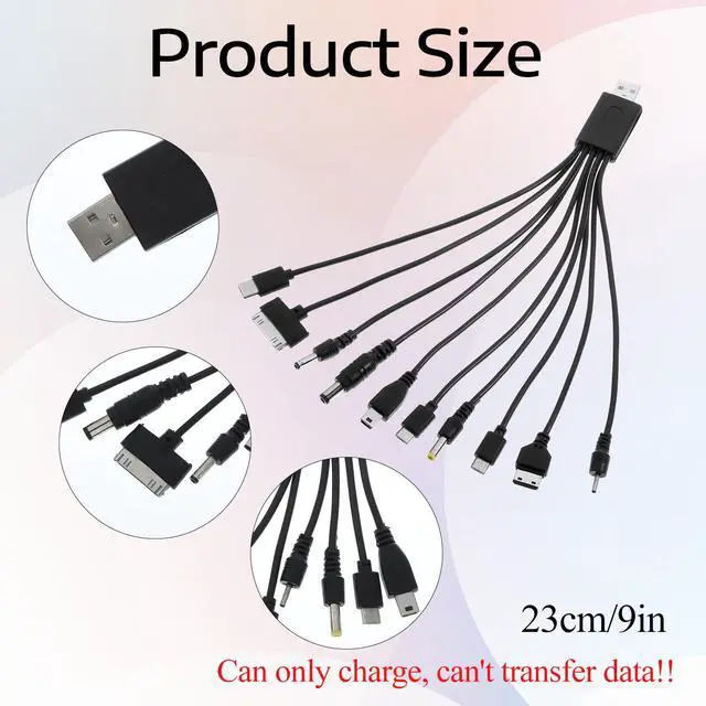 Alt view image 2 of 7 - QfwdfcTrenz 10 in 1 USB Cables, Universal USB to Multi Plug Cell Phone Charger, Universal Multiple Charging Cord Charging Cable with 10 Ports for Cell Phones Speaker MP3 MP4