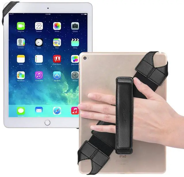 Main image of Tablet Hand Strap 10 Inch, Fits Over Protective Case, 360° Swivel Grip, iPad 9th 10th Gen Samsung Galaxy Tab, Artists Reading, Black
