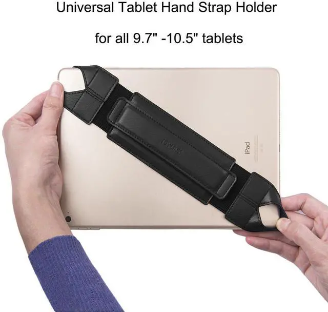 Alt view image 7 of 7 - Tablet Hand Strap 10 Inch, Fits Over Protective Case, 360° Swivel Grip, iPad 9th 10th Gen Samsung Galaxy Tab, Artists Reading, Black