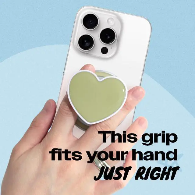 Alt view image 2 of 7 - Cute Solid Macaron Color Heart Shape Collapsible Mobile Phone Grip Stand Holder for Smartphone Tablet Cell Phone Accessory (Ocean Green)