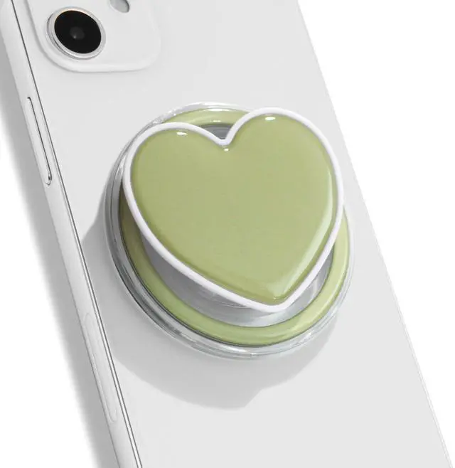 Main image of Cute Solid Macaron Color Heart Shape Collapsible Mobile Phone Grip Stand Holder for Smartphone Tablet Cell Phone Accessory (Ocean Green)