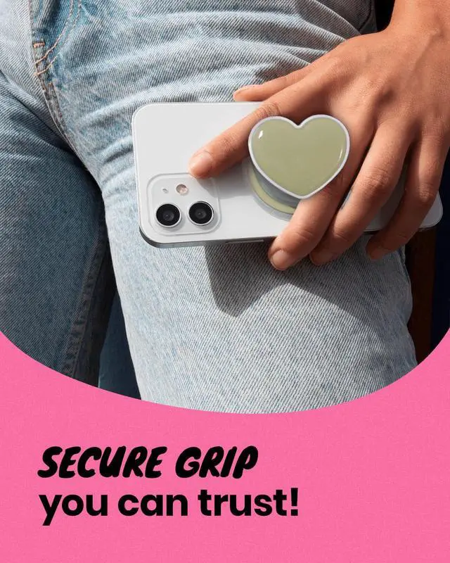 Alt view image 5 of 7 - Cute Solid Macaron Color Heart Shape Collapsible Mobile Phone Grip Stand Holder for Smartphone Tablet Cell Phone Accessory (Ocean Green)