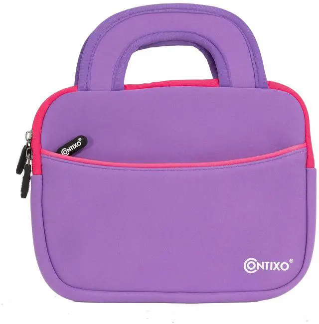 Main image of 7" Tablet Sleeve Bag for Kids Tablets - Compatible with Contixo V8/V9, Dragon Touch Y88X Pro/M7, iPad mini 1-4, Galaxy Tab A 8.0, Amazon Fire 7'' & 8'' Tablets - Purple, with Accessory Pocket