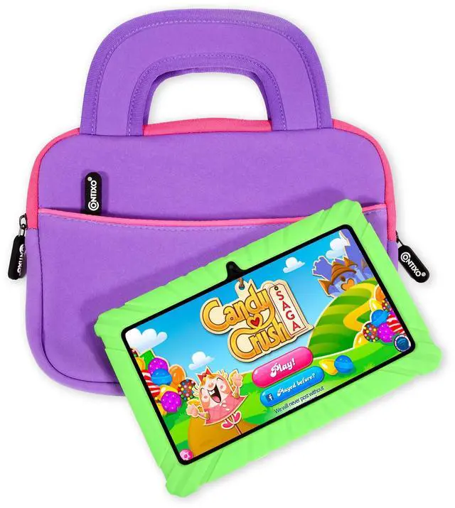 Alt view image 2 of 7 - 7" Tablet Sleeve Bag for Kids Tablets - Compatible with Contixo V8/V9, Dragon Touch Y88X Pro/M7, iPad mini 1-4, Galaxy Tab A 8.0, Amazon Fire 7'' & 8'' Tablets - Purple, with Accessory Pocket