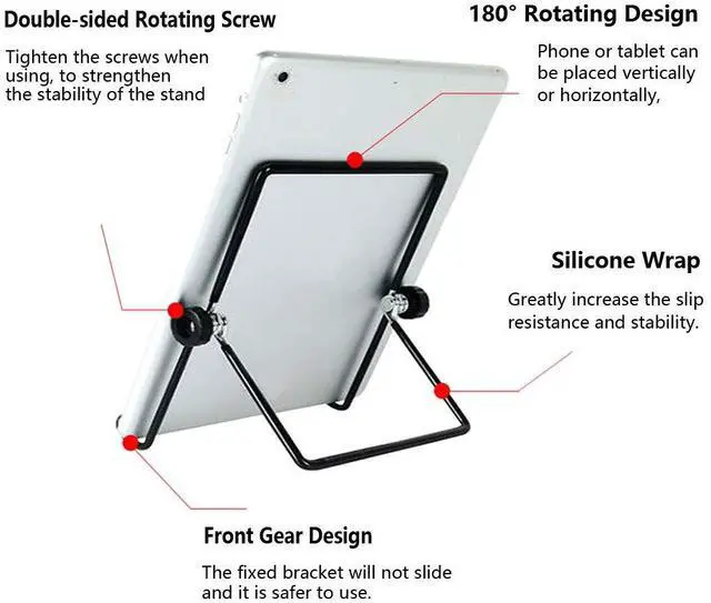 Alt view image 4 of 7 - Adjustable Tablet Stand Holder, Non-Slip Foldable Holder Cradle Fit for 9-12.9" Tablets, iPad, Samsung and Kindle Fire, Display Stands Picture Frame Stand for Photos (Large Black)