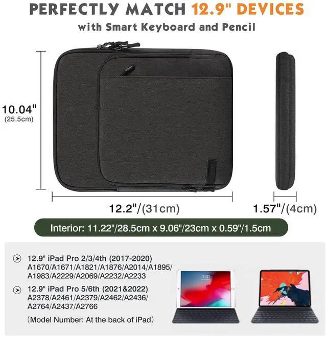Alt view image 2 of 7 - 10-13 Inch Tablet Sleeve Bag Carrying Case with Multiple Pockets