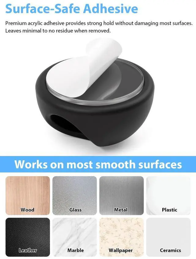 Alt view image 4 of 7 - Cord Organizer, 6 Pack Black Charger Holder Cable Clips Wire Clips for Organizing Desk Nightstand Car Phone Charger