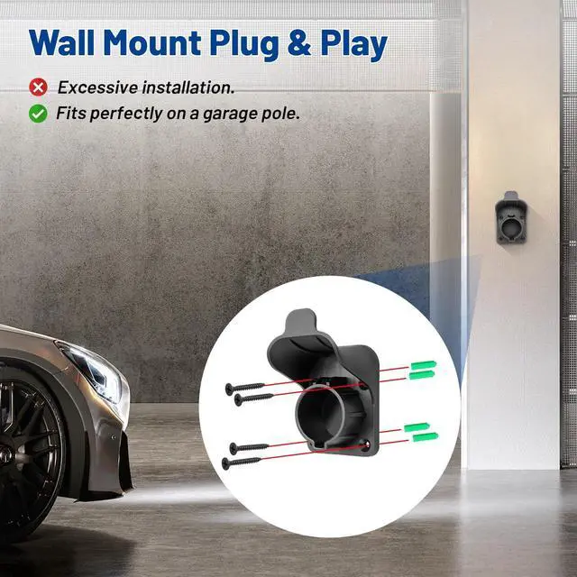 Alt view image 7 of 7 - EV Charger Holder SAE J1772 Charging Cable Organizer for Portable Electric Car Charger Cable Hanger Electric Vehicle Charging Cord Holder Wall-Mount Connector Space Saving