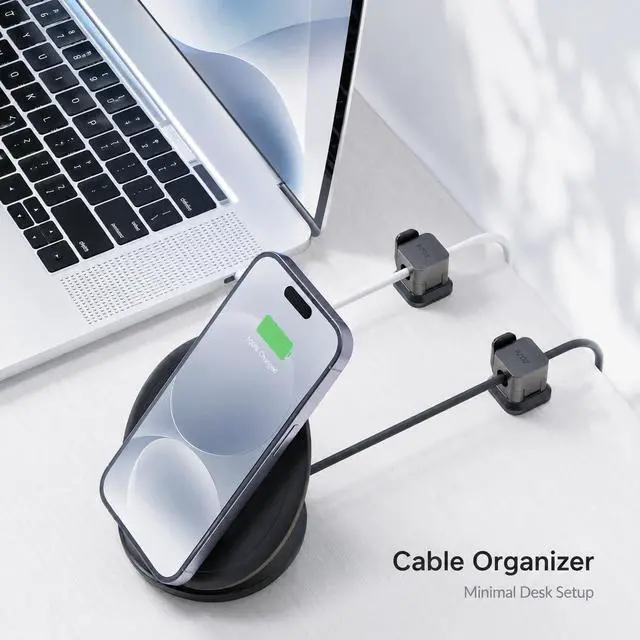 Alt view image 3 of 7 - 6 Pack Cable Clips, No-Slip Secure Lock Cord Holder for Desk, Adhesive Cable Organizer for USB-C, Lightning & Charging Cables (Black)