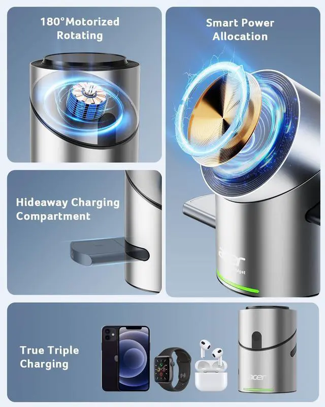 Alt view image 2 of 7 - Prime 3 in 1 Charging Station for Apple - Magnetic iPhone Wireless Charging Station, Magsafe Charger Stand for iPhone 17 16 15 14 13 12 - Apple Watch - Airpods Series (Charger & USB-C Included)