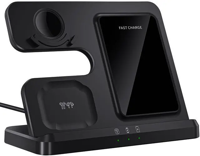 Main image of Wireless Charger for Samsung Charging Station: 3 in 1 Galaxy Watch Charger, Adapter Included, Black(2025 US Version)