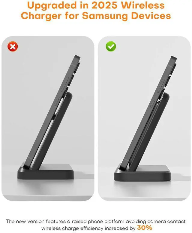 Alt view image 2 of 6 - Wireless Charger for Samsung Charging Station: 3 in 1 Galaxy Watch Charger, Adapter Included, Black(2025 US Version)