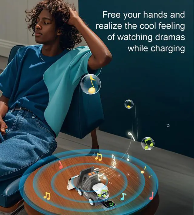 Alt view image 2 of 6 - Forklift Wireless Charging Station with Bluetooth Speaker, 4 in 1 Wireless Fast Charger Multiple Devices, Compatible with iPhone16 15 14 13 Pro Max Series, Apple iWatch, Airpods, Android Phones