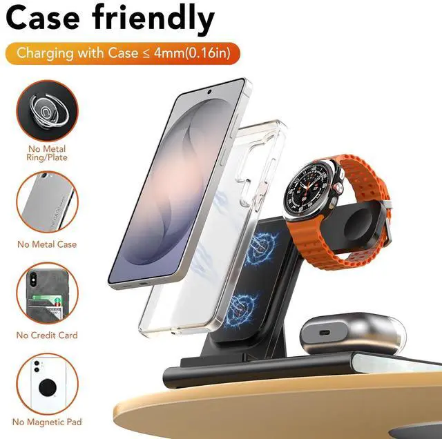 Alt view image 6 of 6 - Wireless Charger for Samsung Charger (Foldable & Nightlight),3 in 1 Charging Station for Samsung S26 Ultra/S25/S24/S23/S22/Note20 Z Fold Flip7, Travel Charger for Galaxy Watch 8/7/6/5/4/3/Galaxy Buds4