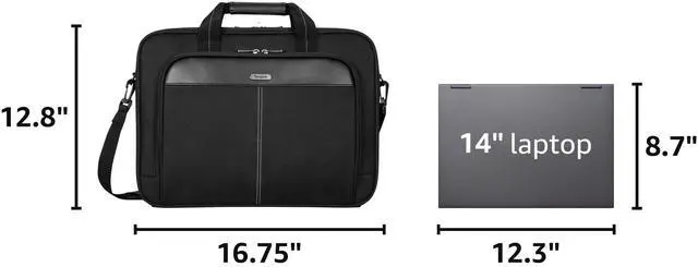 Alt view image 3 of 7 - 15-16 Inch Slim Lightweight Laptop Briefcase, Black - Messenger and Shoulder Bag with Padded Compartment and Trolley Strap for 16" Laptops (TCT027US)