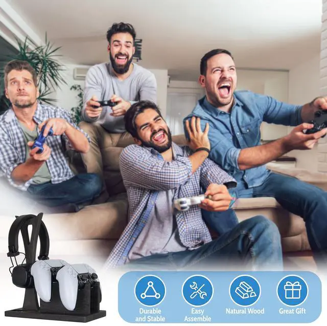 Alt view image 2 of 7 - Gamer Gifts for Men Teenage Boy Controller Holder & Headphone Stand, Stylish Gaming Accessories Setup Controller Stand Headset Stands, Unique Gifts for Gamers to Organize Gaming Equipment