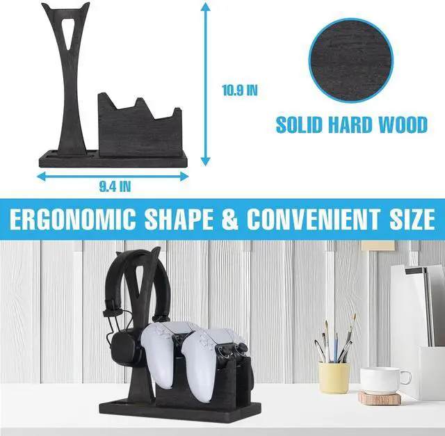 Alt view image 6 of 7 - Gamer Gifts for Men Teenage Boy Controller Holder & Headphone Stand, Stylish Gaming Accessories Setup Controller Stand Headset Stands, Unique Gifts for Gamers to Organize Gaming Equipment