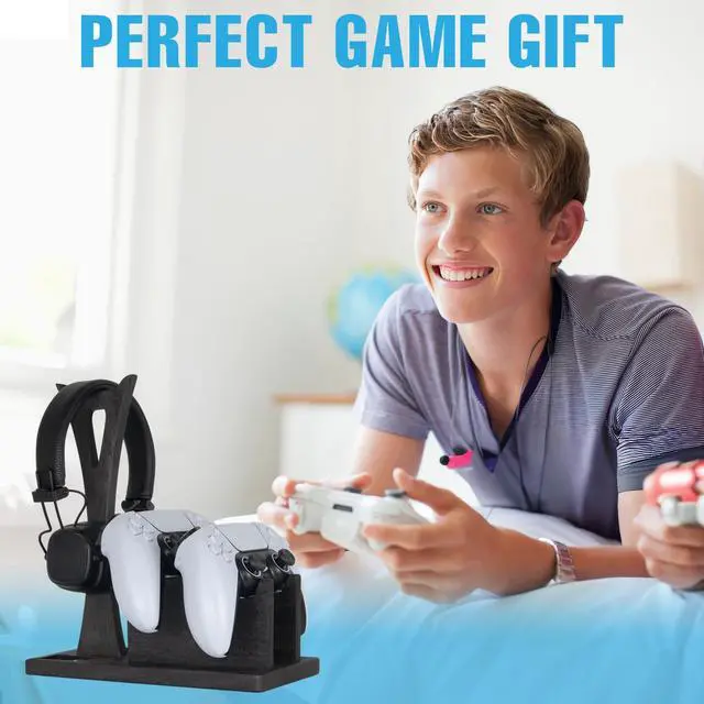 Alt view image 7 of 7 - Gamer Gifts for Men Teenage Boy Controller Holder & Headphone Stand, Stylish Gaming Accessories Setup Controller Stand Headset Stands, Unique Gifts for Gamers to Organize Gaming Equipment