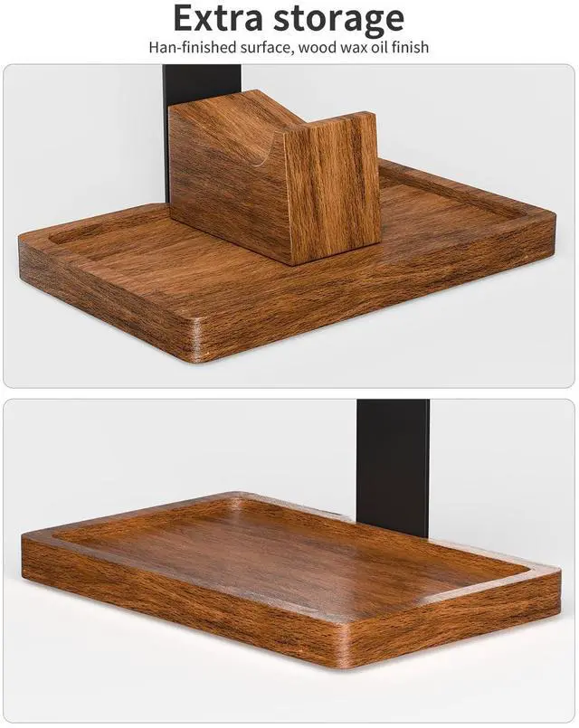 Alt view image 5 of 6 - Headphone Stand and Controller Holder, 2-in-1 Walnut Wood Gaming Desk Organizer Compatible with Controllers, Display Mount for AirPods Max, Bose, Sennheiser, Gift for Gamers