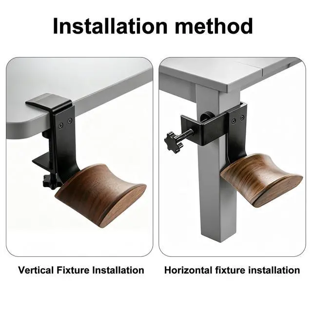 Alt view image 3 of 7 - Headphone Holder Walnut Wood & Solid Metal Headset Hanger Stand for Desk Adjustable Design Ideal Headphone Stand for All Headphone Sizes