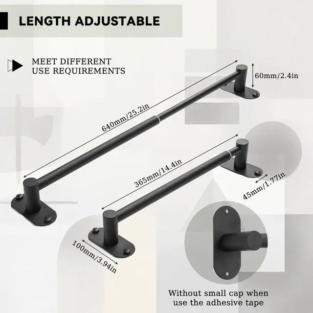 Alt view image 2 of 6 - 2 Pack Classroom Headphone Holder Wall Mount, Adjustable Metal Headset Hanger 14.4"-25.2", Black Adhesive & Screw Headphone Hook for Classroom, Library, Office and Bedroom