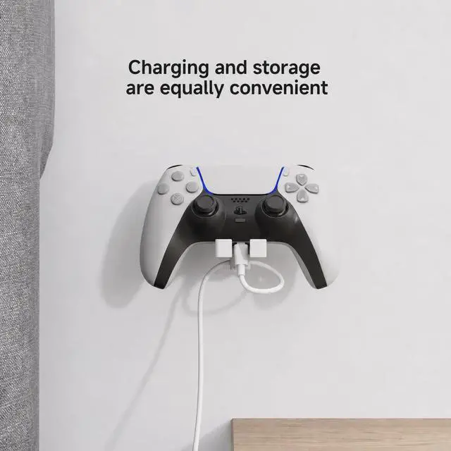 Alt view image 6 of 7 - Headphone Holder Wall Mount, Foldable Adhesive Headset Hanger with Cable Management, No-Drill Wall Mount Stand for Gaming Headsets, Controllers & Desk Organization