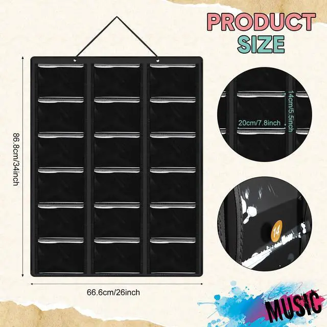 Alt view image 2 of 6 - 2 Pack Classroom Headphone Storage Organizer with 36 Pocket over The Door Hanging Clear PVC Pockets Holder Side Chart Storage Bag with Digital Stickers for Library Cell Phones, Calculators