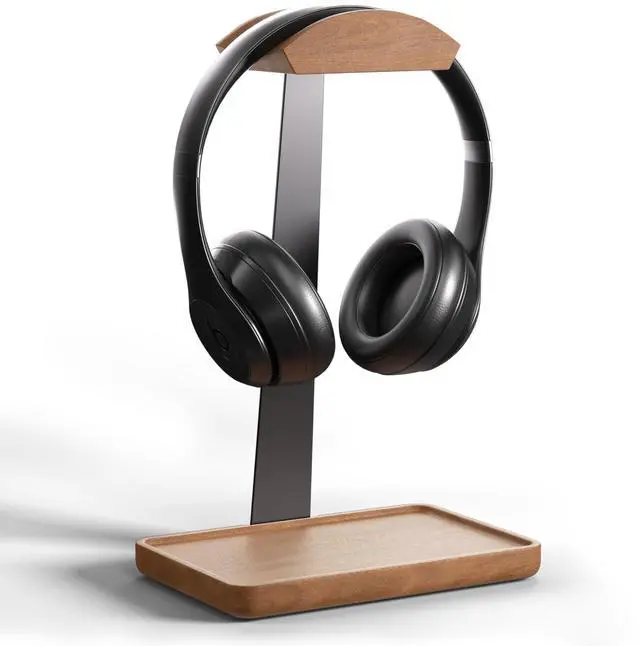 Main image of Wooden Headphone Stand, Solid Wooden Desktop Organizer, Universal Headset Holder for desk with Storage Base for AirPods Max, Sony, Bose, Razer, Sennheiser, Gaming equipment and gaming accessories