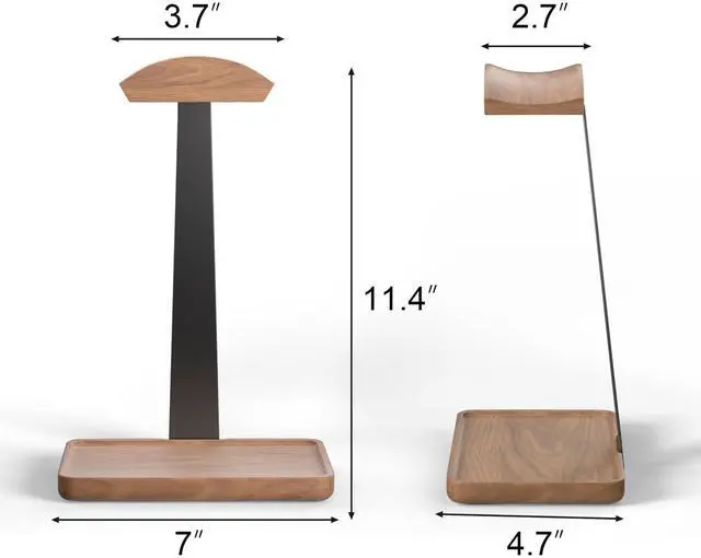 Alt view image 6 of 6 - Wooden Headphone Stand, Solid Wooden Desktop Organizer, Universal Headset Holder for desk with Storage Base for AirPods Max, Sony, Bose, Razer, Sennheiser, Gaming equipment and gaming accessories