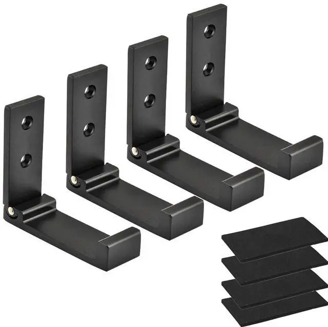 Main image of Folding Coat Hooks, Foldable Wall Hooks for Hanging Aluminum Alloy Cloth Hanger Coat Hanger Headphones Holder Headset Wall Hanger Hook- Pack of 4
