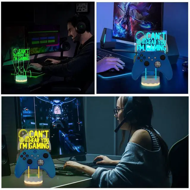 Alt view image 4 of 7 - Light Up Headset and Controller Stand, 16 Colors 3D LED Lights Gamepad Headphone Holder with Remote Control, Game Controller Hanger for All Universal Gaming PC Accessories