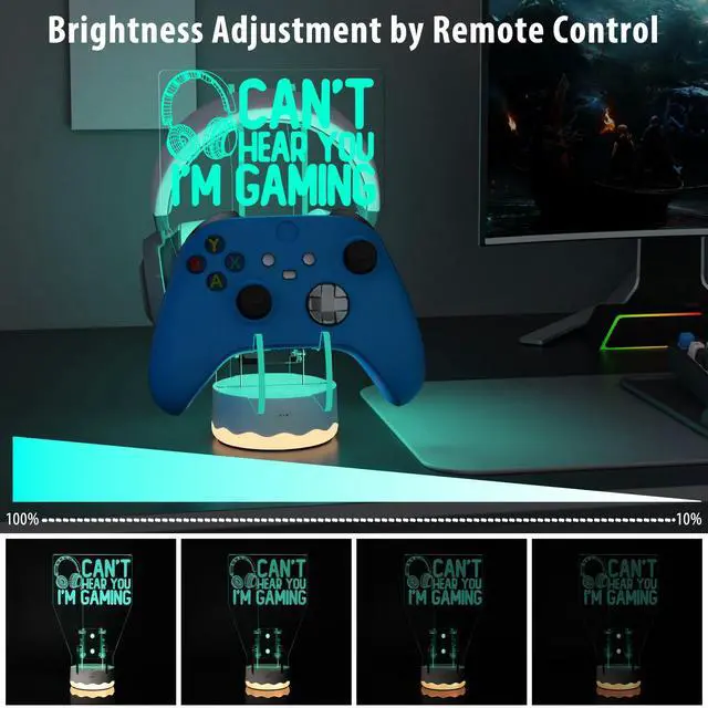 Alt view image 5 of 7 - Light Up Headset and Controller Stand, 16 Colors 3D LED Lights Gamepad Headphone Holder with Remote Control, Game Controller Hanger for All Universal Gaming PC Accessories