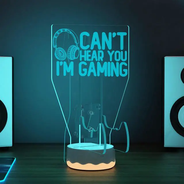 Alt view image 6 of 7 - Light Up Headset and Controller Stand, 16 Colors 3D LED Lights Gamepad Headphone Holder with Remote Control, Game Controller Hanger for All Universal Gaming PC Accessories