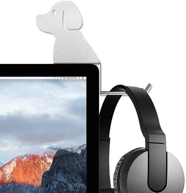 Main image of Monitor Stand, Puppy Tail Hook for Headphone, Saves Desk Space and Protects Headphones, Organizer Decorative Hanger for Hanging Keys Cables and More (Silvery)