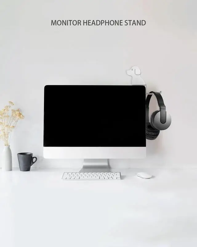 Alt view image 5 of 5 - Monitor Stand, Puppy Tail Hook for Headphone, Saves Desk Space and Protects Headphones, Organizer Decorative Hanger for Hanging Keys Cables and More (Silvery)