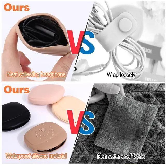 Alt view image 4 of 7 - 4 PCS Headphone Organizer and Silicone Cable Ties, Silicone Pouch for Storing Earbuds/USB Flash Drive/Keys/Mini Lipstick Cord Winder Holder Keeper Manager Management for Home or Workplace